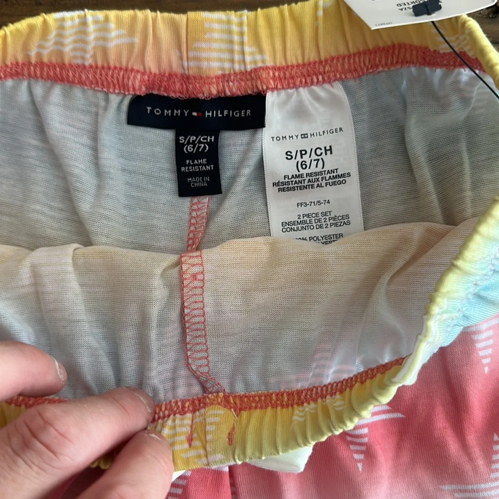 *FINAL* TOMMY HILFIGER star pajama set: WHITE/RAINBOW: NEW WITH TAGS: SZ S (6/7) - Picture 5 of 5